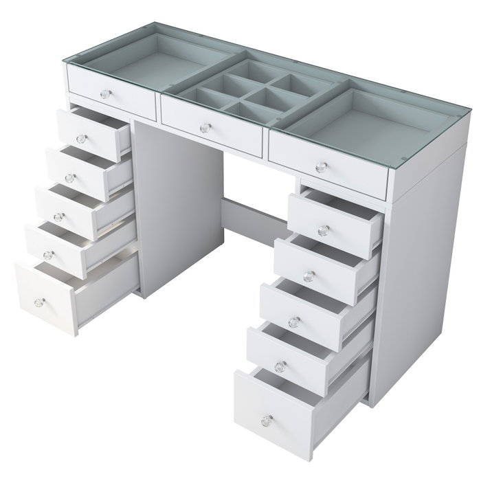Hanah Home Mesa de Maquillaje Blanca con Espejo y 2 Cajones Hanah Home Mesa de Maquillaje Blanca con Espejo y 2 Cajones